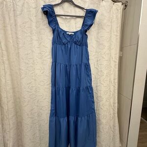 English Factory Blue Ruffled Dress